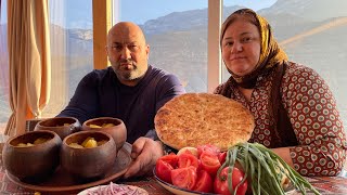 Life in the mountains. Cooking an ancient dish