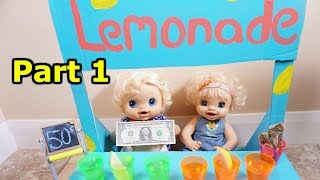 Baby Alive Emily & Ruby Snow Build A Lemonade Stand To Earn Money