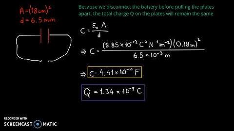 Capacitor plates are pulled apart after disconnecting the battery