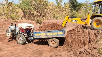 JCB Backhoe Loading Mud in Tractor || JCB 3DX Machine and Eicher 380 Tractor Loading video