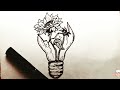 How To Draw Sun Flower   رسم زهرة دوار الشمس و مصباح مكسور رسوم تعبيرية سهلة بالرصاص للمبتدئين