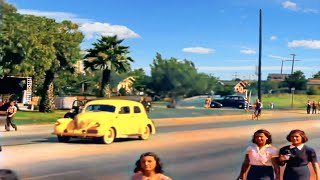 California 1930s in color,  San Pedro, Olympic Blvd [60fps, Remastered] w\/sound design added