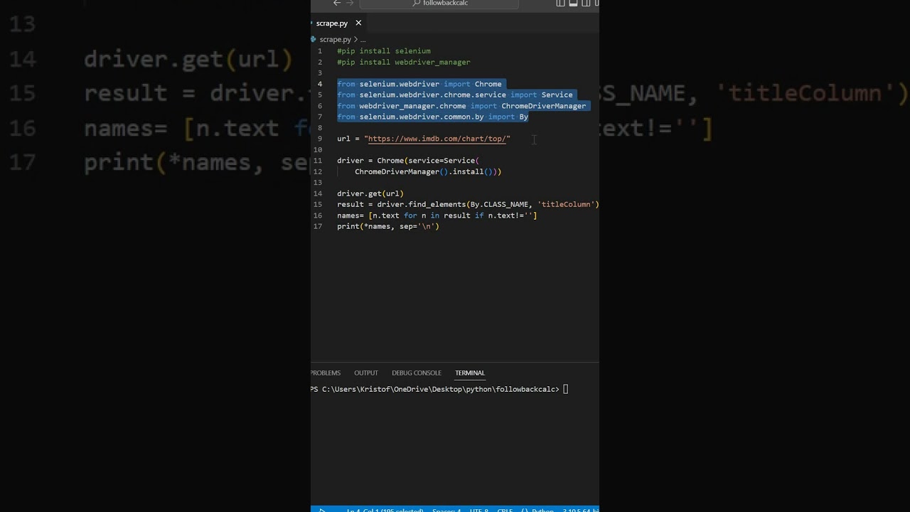 IMDb Scraper with Python and Selenium: Get the Top 250 Movie Titles