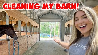 CLEANING MY HORSE BARN! | Farm Vlog