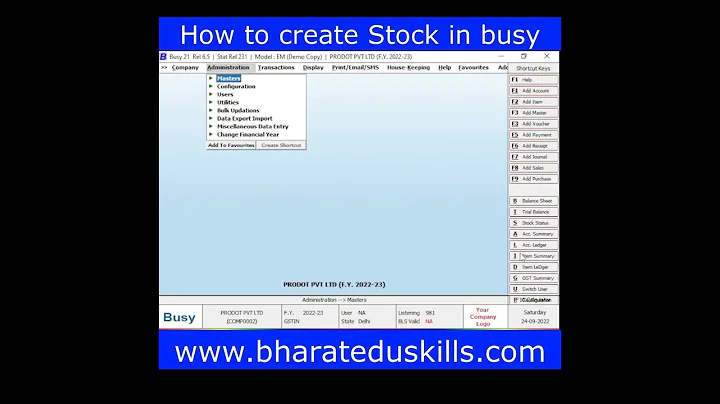 HOW TO CREATE STOCK IN BUSY #shorts #ytshorts