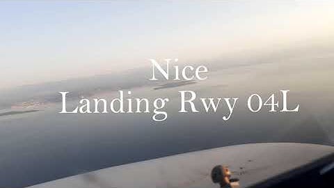 Landing in Nice Cote d`Azur airport Rwy 04L