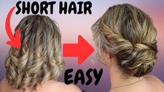 EASY messy twisted updo on short hair  short hair updo