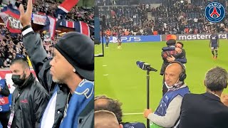 Ronaldinho Hugging With Messi \& Singing Together With PSG Fans At The Parc Des Princes