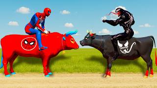 Spider Cow Run on Bridge Purple Hulk in los santos game gta 5 Challenge by maro spidey