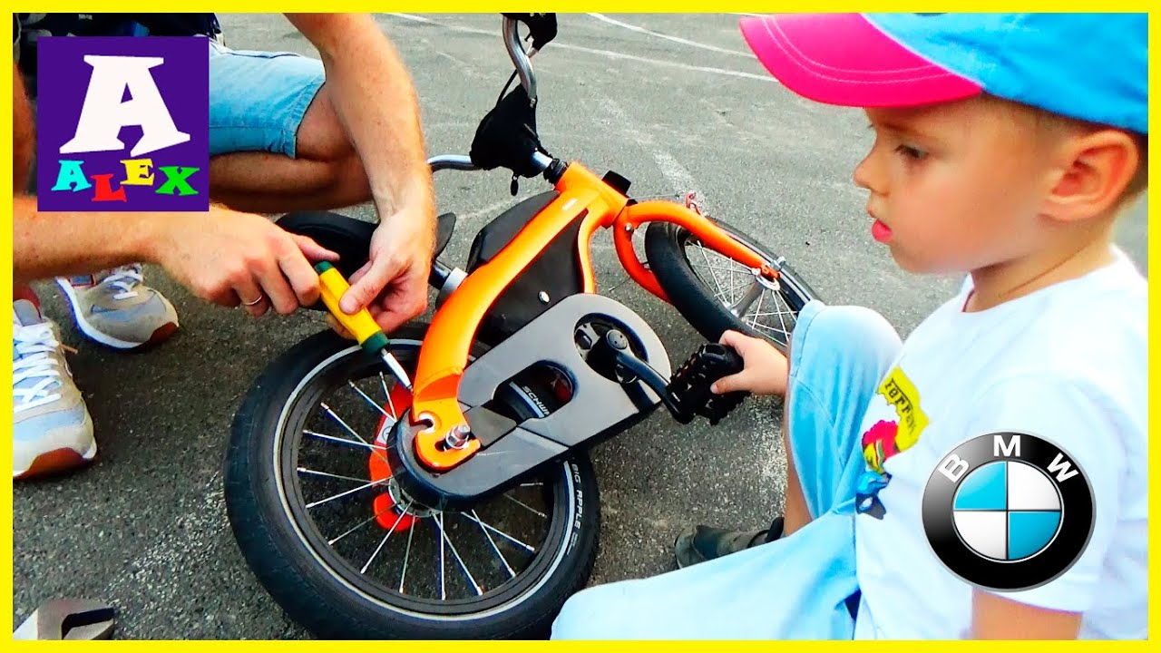 Детский велосипед БМВ BMW kidsbike Установка педалей на велосипед Учимся кататься