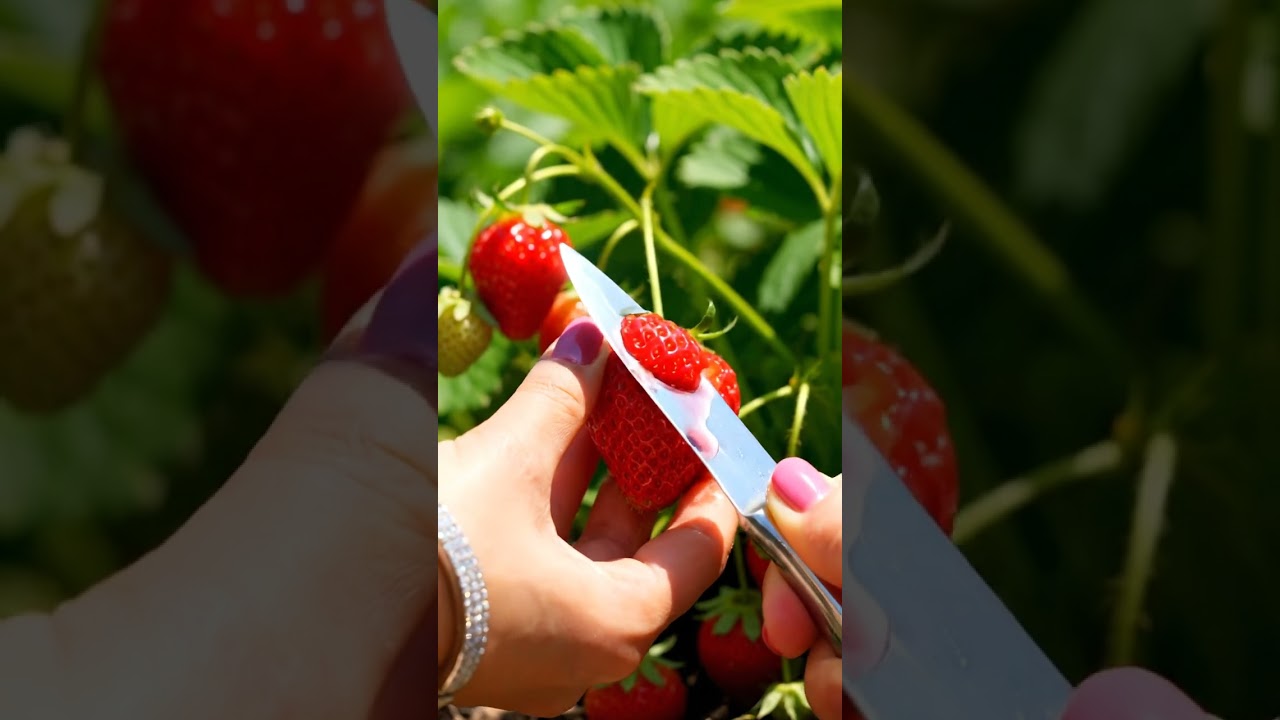 Red Strawberry ASMR | Sweet & Crunchy Fruit Cutting Sounds 