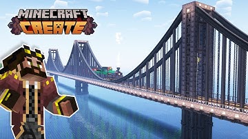 I built a SUSPENSION BRIDGE in Minecraft Create Mod!