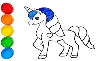 Drawing Standing Magic Unicorn | Teach How to Draw Basics With This Video to Kids