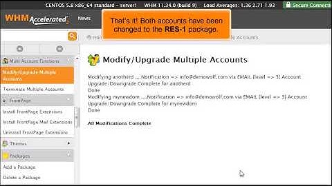 Using multi account functions in WHM