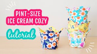 Ice Cream Cozy Tutorial, Reversible and Reusable #icecreamcozy #icecreamcupholder