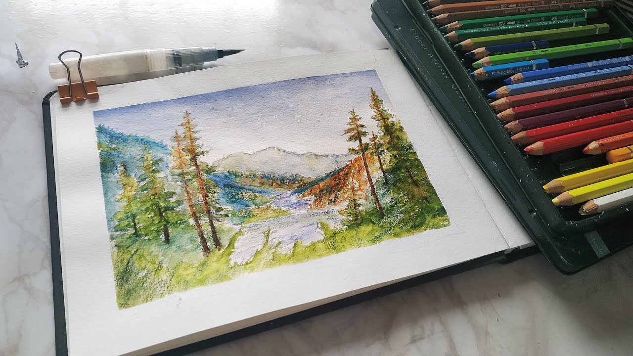 Watercolor pencil painting tutorial - YouTube