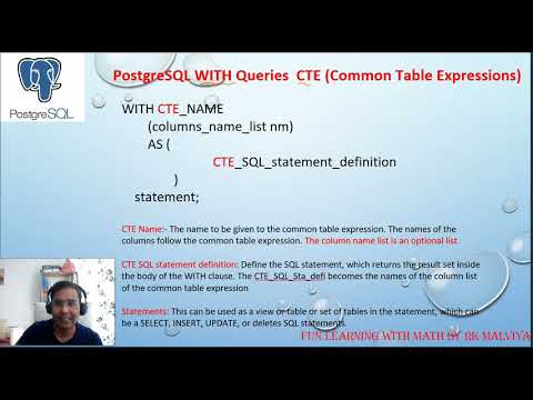 PostgreSQL WITH Queries  | Postgres CTE | Common Table Expressions in PostgreSQL |  WITH Clause