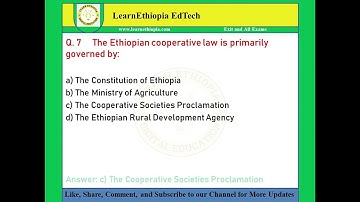 Rural Organization and Cooperative | Model Exit Exam Questions for RDAE Exit Exam