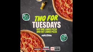 Tuesday Pizza Offer From Papa Johns