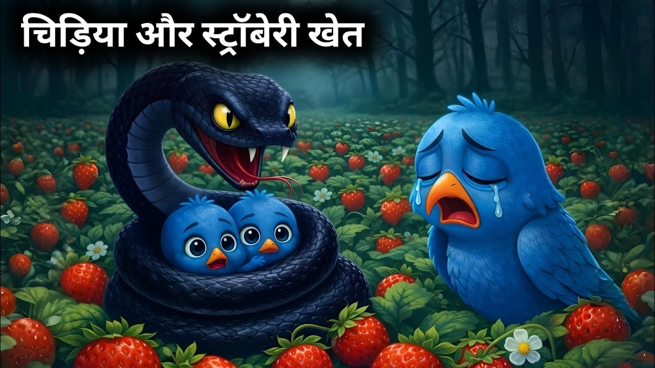 चिड़िया और स्ट्रॉबेरी का खेत | Chidiya ki Kahani | Chidiya aur Kauwa Kahani | Hindi cartoon