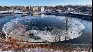 Westbrook ice disk forms on Presumpscot River