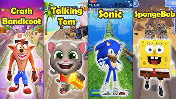 Crash Bandicoot -Talking Tom Gold Run -Sonic Dash -SpongeBob Run -Gameplay Android, iOS