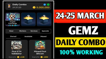 Gemz daily combo today 24-25 March | gemz daily combo card | today Combo gemz