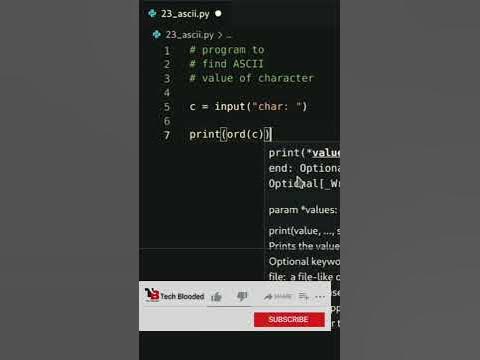 Program To Find ASCII Value Of Character Using Python | ASCII Value ...