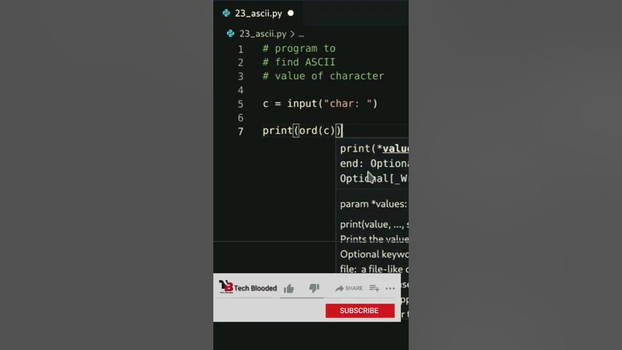 Program To Find ASCII Value Of Character Using Python | ASCII Value ...