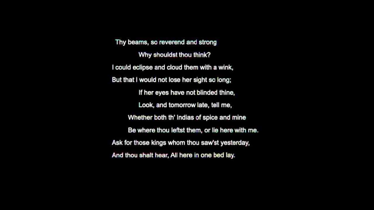 John Donne Poem The Sun Rising The Sun Rising - Poem Analysis - YouTube