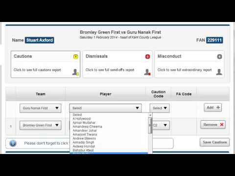 Whole Game System - Referee Reporting