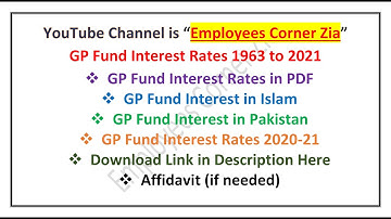 GP Fund Interest Rates | GPF Interest Rates in PDF Format GPF Calculation | Employees Corner Zia |
