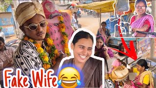 FAKE WIFE PRANK IN PUBLIC || CRAZY REACTIONS || CUTE GIRLS  ACTIONS ❣️#miryalguda