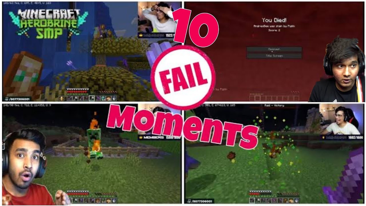 Fail Smp Top 10 Epic Fail Movements In Herobrine SMP Techno Gamerz, Gamerfleet ...