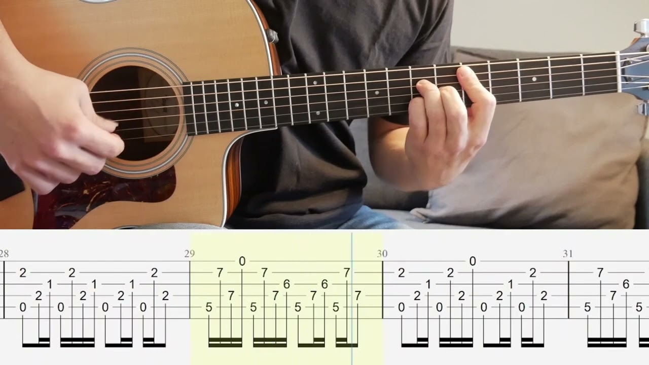 Without Me - Rayland Baxter - Guitar Tutorial + TABS on screen