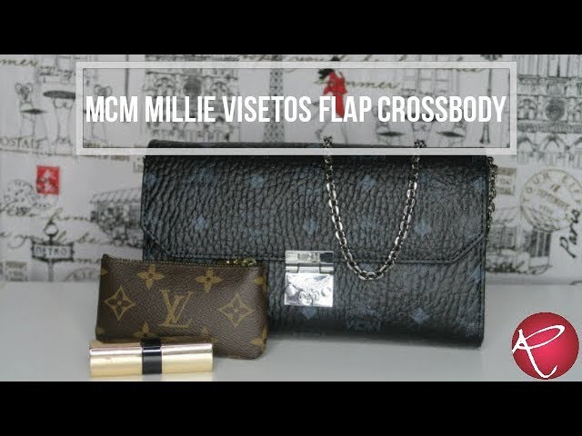 Mcm Millie Flap Crossbody In Visetos Leather Block In Black