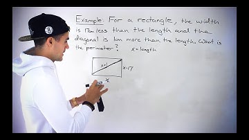 Quadratic Equations Word Problem (Width vs Length vs Diagonal of Rectangle)