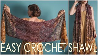 How to Crochet an Easy, Beginner 1Row Repeat Ripple Shawl, Scarf or Blanket!  Undulation
