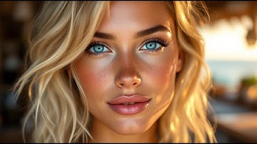 8k - Hypnotic Blonde Beauty in Blue  Cinematic Close Up