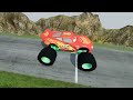Big & Small Mcqueen vs Big & Small Monster Truck Mcqueen vs DOWN OF DEATH SPEED BOOST in BeamNG