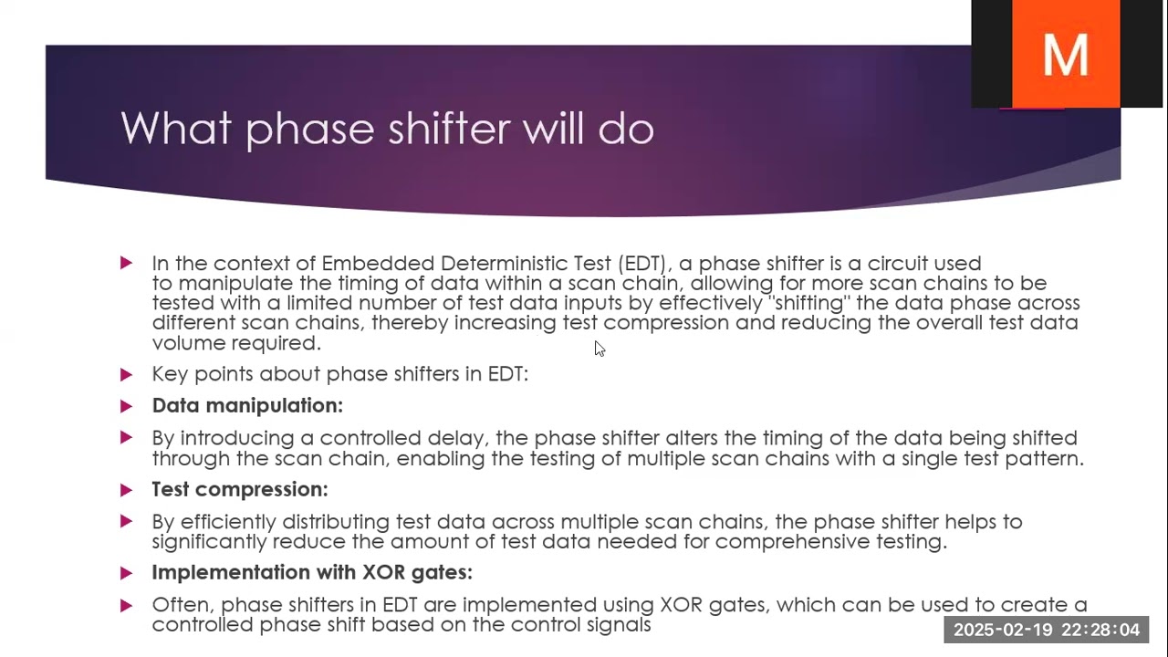 vlsi dft function of phase shifter in edt  decomposer logic