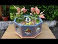 Tips For Making Octagonal Waterfall Aquarium ( Amazing Ideas from Ceramic Tile and Cement )