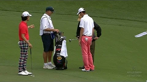 Chesson Hadley's caddie falls and bends putter at ...