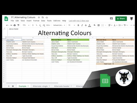 Google Sheets Beginners - Alternating Colours (17)