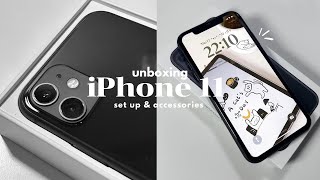 iphone 11 unboxing 2023 (black)  | aesthetic unboxing + set up, accessories ✧.*