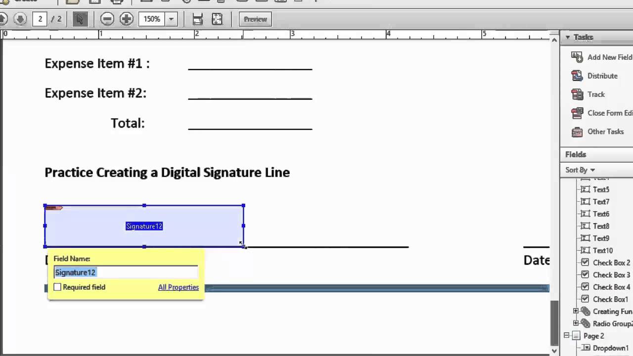 How to add a signature block in pdf