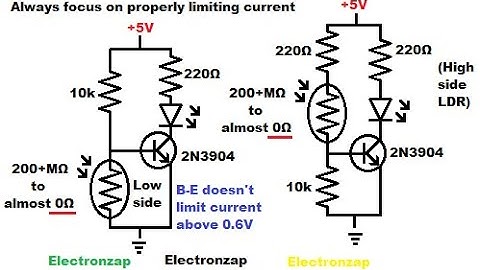 Avoiding potential short circuit using light dependent resistor LDR voltage divider with NPN BJT