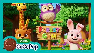 Forest Animal Gym 🦒 Stretch, Stomp, and Jump! | Animal Exercise Song for Kids | Toddler Workout