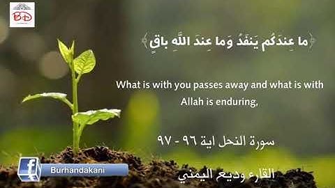 (مَا عِنْدَكُمْ يَنْفَدُ ۖ وَمَا عِنْدَ اللَّهِ بَاقٍ ۗ ......) [سورة النحل 96]