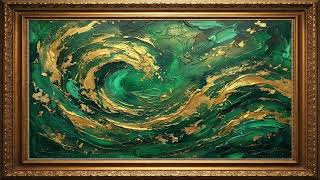 Emerald and Gold Ocean Abstract | 4K Luxury Frame TV Art Display 🌊✨